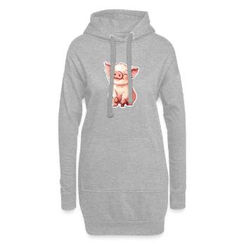 Schwein Ferkel - Hoodie-Kleid - Grau meliert - Vorne