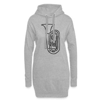 Tuba Bass Skizze Geschenk für Tubisten - Hoodie-Kleid - Grau meliert - Vorne