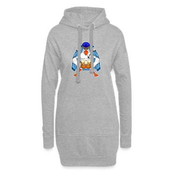 Capitaine mouette avec de la bière - Sweat-shirt à capuche long Femme - gris chiné - Devant
