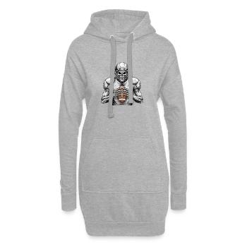 Skelett Fußballspieler gruselig Halloween - Hoodie-Kleid - Grau meliert - Vorne