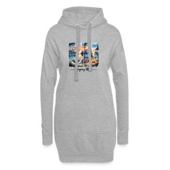  Camping Am See Bei Sonnenuntergang Mit Lagerfeuer - Hoodie-Kleid - Grau meliert - Vorne