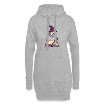 Schwebender W20 mit Zauberhut – Fantasy Dice - Hoodie-Kleid - Grau meliert - Vorne