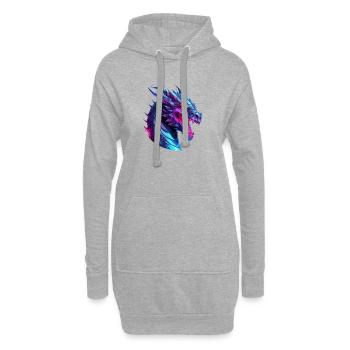 Neon Drachenkopf Kunstwerk - Hoodie-Kleid - Grau meliert - Vorne