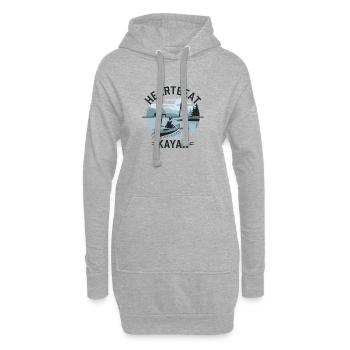 Paddeln Herzschlag Abenteuer Natur Kajak See - Hoodie-Kleid - Grau meliert - Vorne