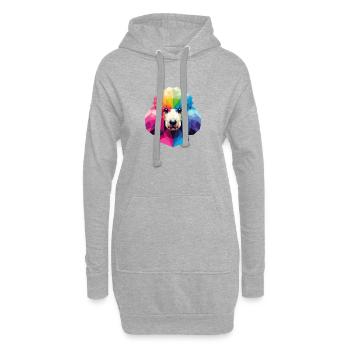 Bunter geometrischer Pudel im polygonalen Stil - Hoodie-Kleid - Grau meliert - Vorne
