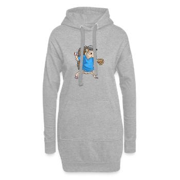 Hérisson Baseball Gant de Baseball - Sweat-shirt à capuche long Femme - gris chiné - Devant