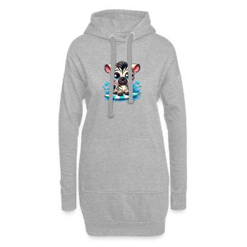 Süßes Zebra Cartoon Wassersport Wellenreiten  - Hoodie-Kleid - Grau meliert - Vorne