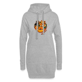 Chats joueurs dans un bol de ramen - Sweat-shirt à capuche long Femme - gris chiné - Devant