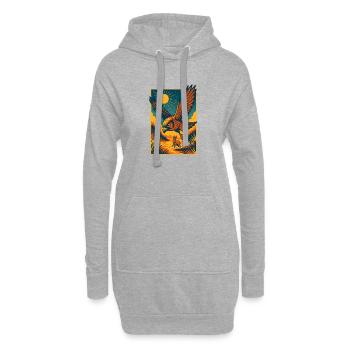 Lapin de chasse au faucon majestueux - Sweat-shirt à capuche long Femme - gris chiné - Devant