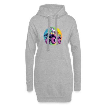 Bunter Rainbow Monster Truck mit Einhorn - Hoodie-Kleid - Grau meliert - Vorne