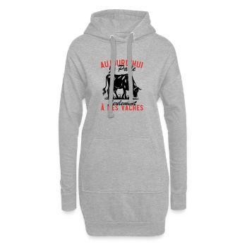 aujourd'hui Je parle Seulement à mes vaches - Sweat-shirt à capuche long Femme - gris chiné - Devant