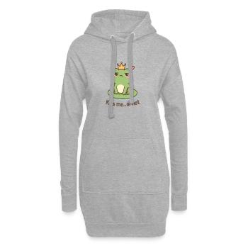 Kussfrosch König – Küss mich oder nicht - Hoodie-Kleid - Grau meliert - Vorne