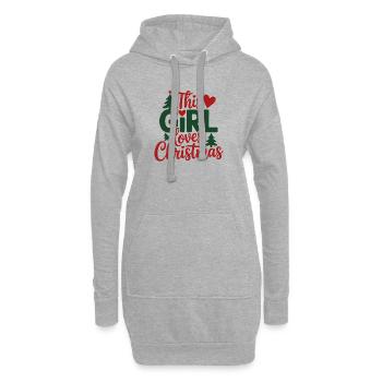 Dieses Mädchen liebt Weihnachten - Hoodie-Kleid - Grau meliert - Vorne