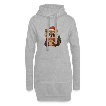 Weihnachts Waschbär mit Kakao - Hoodie-Kleid - Grau meliert - Vorne