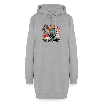Lehrer - was ist deine Superkraft - Hoodie-Kleid - Grau meliert - Vorne