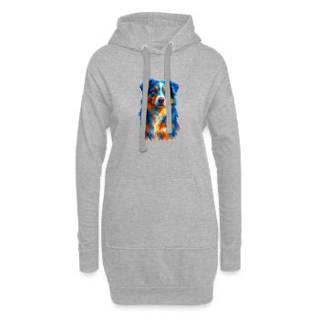 Bunte Australian Shepherd Hund Aquarell - Hoodie-Kleid - Grau meliert - Vorne