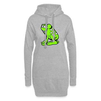 Frosch Kröte lacht lustig albern frech sitzt Comic - Hoodie-Kleid - Grau meliert - Vorne