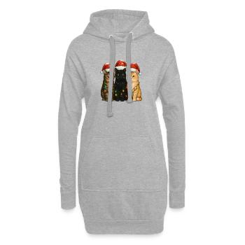 Katzen Weihnachten Lichterkette Weihnachtsmütze - Hoodie-Kleid - Grau meliert - Vorne