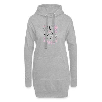 Nuit fantôme florale effrayante - Sweat-shirt à capuche long Femme - gris chiné - Devant