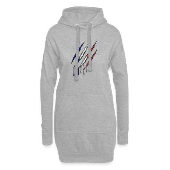 Frankreich Tricolore Kralle Grunge Flagge Kratzer - Hoodie-Kleid - Grau meliert - Vorne