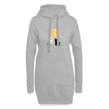 Nuit au clair de lune fantômes chat - Sweat-shirt à capuche long Femme - gris chiné - Devant