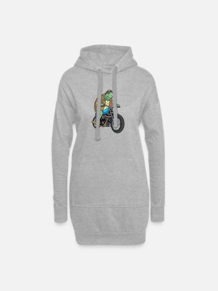 Schildkröte Motorrad - Hoodie-Kleid - Grau meliert