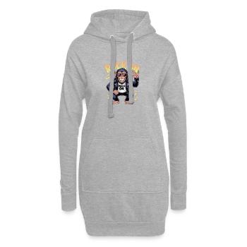  Rock On Affe Rocker Sonnenbrille Lederjacke - Hoodie-Kleid - Grau meliert - Vorne