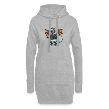 Robot dragon avec casque en os et ailes - Sweat-shirt à capuche long Femme - gris chiné - Devant