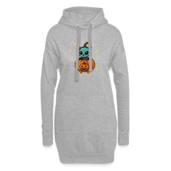 Citrouille chat : Vol de citrouille d’Halloween - Sweat-shirt à capuche long Femme - gris chiné - Devant