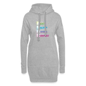 MANGER DORMIR ANIME RÉPÉTER - Sweat-shirt à capuche long Femme - gris chiné - Devant