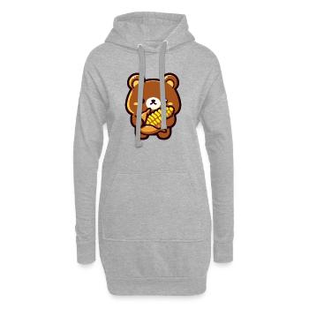 OursKawaiiMaïs - Sweat-shirt à capuche long Femme - gris chiné - Devant