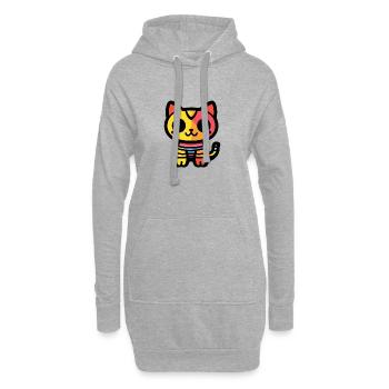 Chat Halloween Zombie - Sweat-shirt à capuche long Femme - gris chiné - Devant