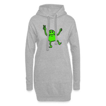 grenouille paix signe de la main symbole victoire mains mignon - Sweat-shirt à capuche long Femme - gris chiné - Devant