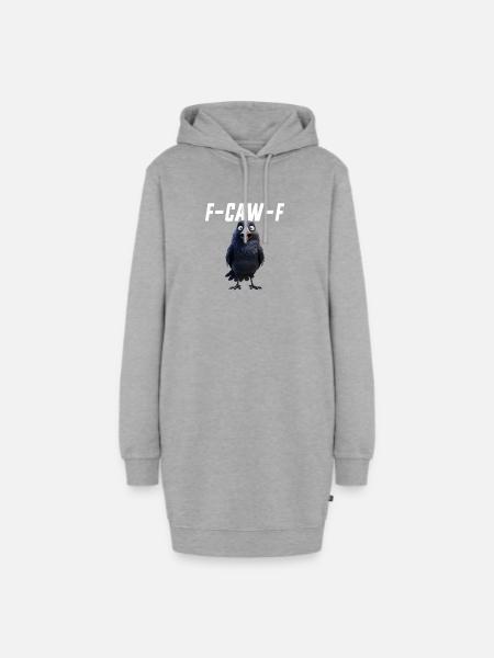 F-Caw-F Rabe Lustiger Rabe FCAWF F Caw F - Hoodie-Kleid - Grau meliert