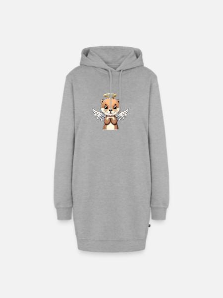 Süßer Otter mit Engel Flügel Heiligenschein - Hoodie-Kleid - Grau meliert
