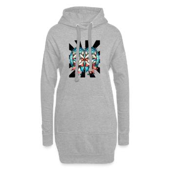 60er Retro Katzen Katze - Hoodie-Kleid - Grau meliert - Vorne