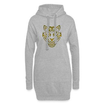 Glyphen-Emblem "Goldener Wolf" - Hoodie-Kleid - Grau meliert - Vorne