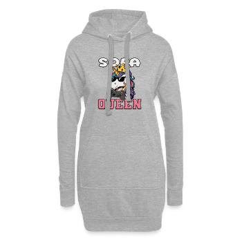 Sofa QUEEN - Einhorn zocken - Hoodie-Kleid - Grau meliert - Vorne