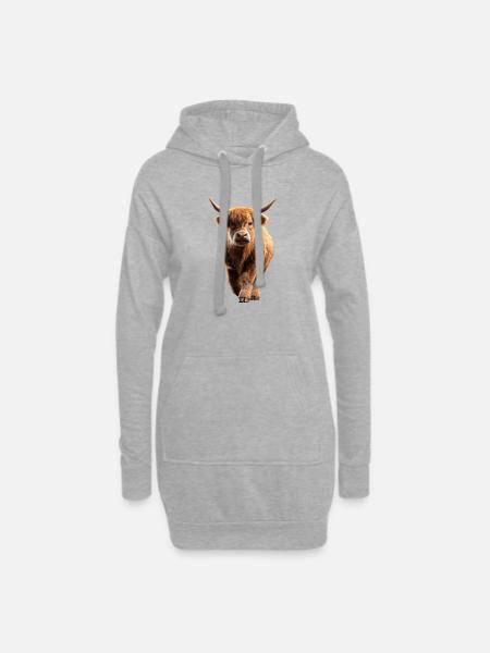 Kuh Highland Cow Hochlandrind Rind Bauernhof Kühe - Hoodie-Kleid - Grau meliert