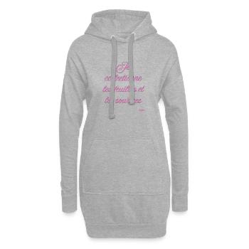 Je collectionne les feuilles et les sourires - Sweat-shirt à capuche long Femme - gris chiné - Devant