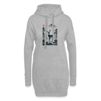 Mystischer Hirsch mit Hanko Stempel - Hoodie-Kleid - Grau meliert - Vorne