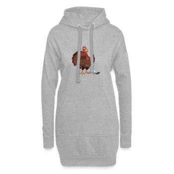 Funny Turkey Playing Golf - Hoodie Dress - heather grey - Front