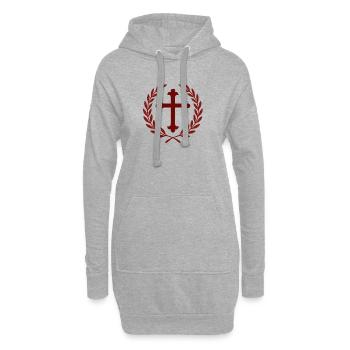Croix dans une couronne de laurier - Sweat-shirt à capuche long Femme - gris chiné - Devant