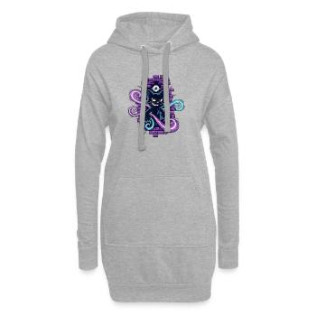Chat magique - Chat magique avec un œil qui voit tout - Sweat-shirt à capuche long Femme - gris chiné - Devant