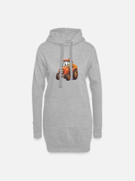 KuerbisTraktor in Orange Cartoon Bauernhof - Hoodie-Kleid - Grau meliert