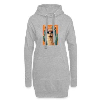 lama - Sweat-shirt à capuche long Femme - gris chiné - Devant