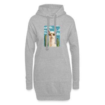 lama - Sweat-shirt à capuche long Femme - gris chiné - Devant