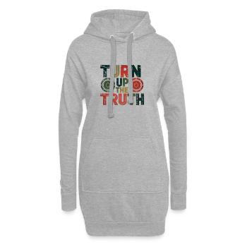 Retro Grunge – Turn Up The Truth - Hoodie-Kleid - Grau meliert - Vorne