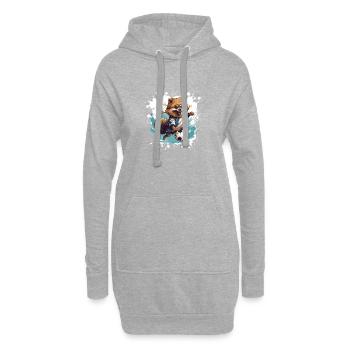 Poméranien Chien Football Sports - Sweat-shirt à capuche long Femme - gris chiné - Devant