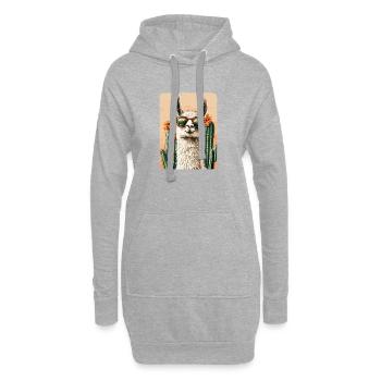 lama - Sweat-shirt à capuche long Femme - gris chiné - Devant